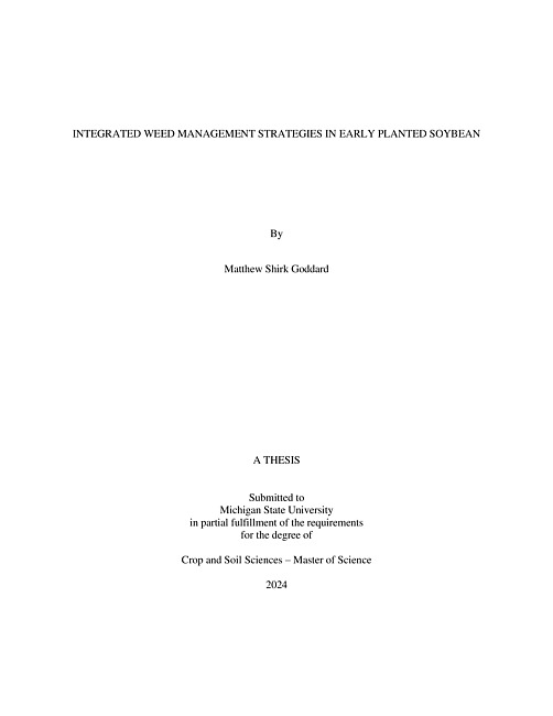 INTEGRATED WEED MANAGEMENT STRATEGIES IN EARLY PLANTED SOYBEAN