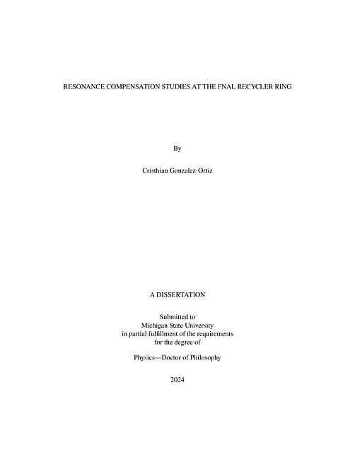 Resonance Compensation Studies at the FNAL Recycler Ring