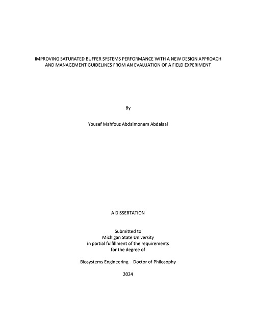 IMPROVING SATURATED BUFFER SYSTEMS PERFORMANCE WITH A NEW DESIGN APPROACH AND MANAGEMENT GUIDELINES FROM AN EVALUATION OF A FIELD EXPERIMENT