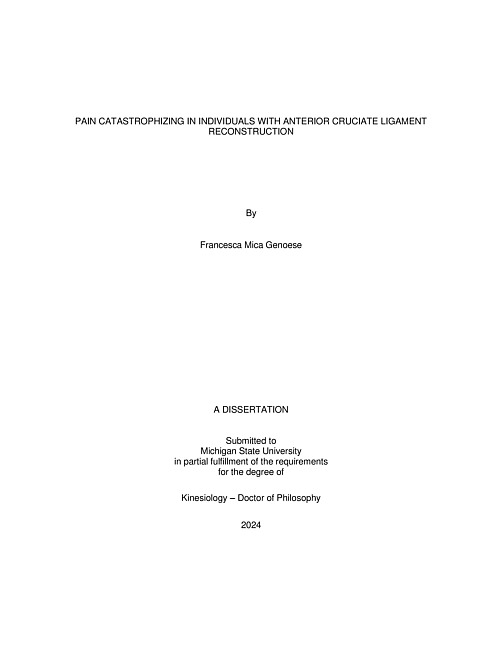 PAIN CATASTROPHIZING IN INDIVIDUALS WITH ANTERIOR CRUCIATE LIGAMENT RECONSTRUCTION