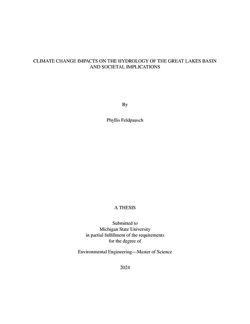 Climate change impacts on the hydrology of the great lakes basin and societal implications