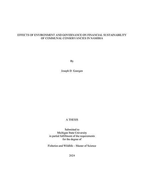 EFFECTS OF ENVIRONMENT AND GOVERNANCE ON FINANCIAL SUSTAINABILITY OF COMMUNAL CONSERVANCIES IN NAMIBIA