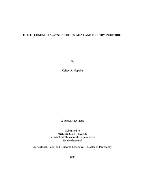 THREE ECONOMIC ESSAYS ON THE U.S. MEAT AND POULTRY INDUSTRIES