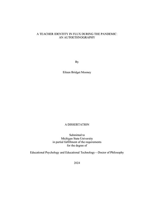 A TEACHER IDENTITY IN FLUX DURING THE PANDEMIC : AN AUTOETHNOGRAPHY