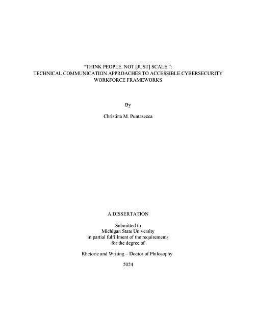 "Think People. Not [Just] Scale" : Technical Communication Approaches to Accessible Cybersecurity Workforce Frameworks