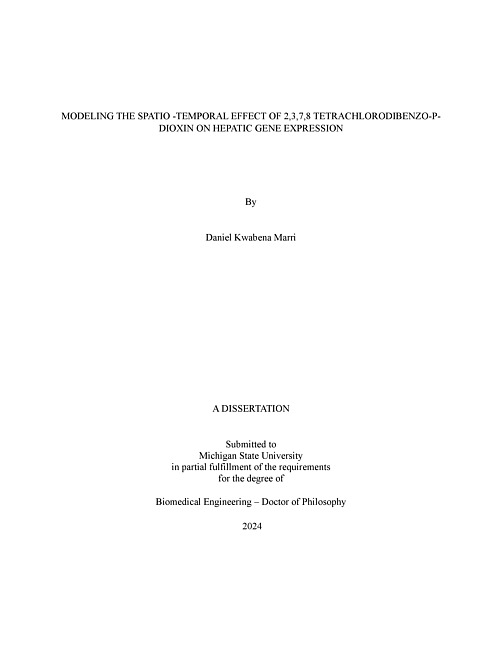 MODELING THE SPATIO -TEMPORAL EFFECT OF 2,3,7,8 TETRACHLORODIBENZO-P-DIOXIN ON HEPATIC GENE EXPRESSION