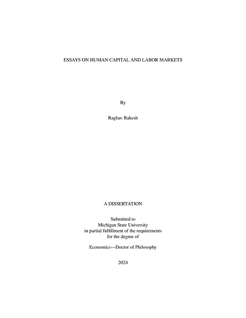 Essays on Human Capital and Labor Markets