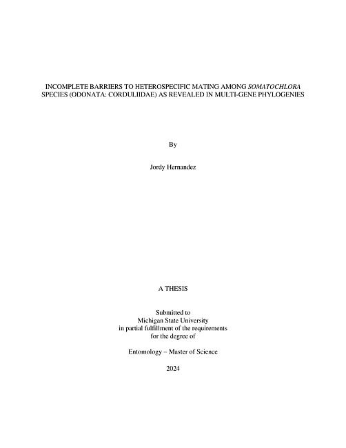 Incomplete barriers to heterospecific mating among Somatochlora species (Odonata : Corduliidae) as revealed in multi-gene phylogenies