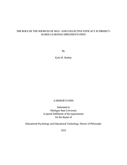 The role of the sources of self- and collective efficacy in project-based learning implementation