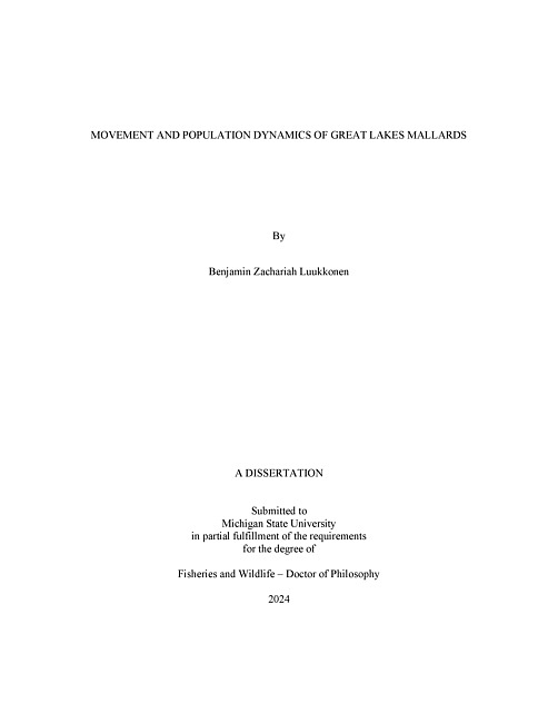 Movement and population dynamics of Great Lakes mallards