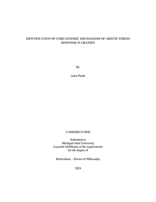 IDENTIFICATION OF CORE GENOMIC MECHANISMS OF ABIOTIC STRESS RESPONSE IN GRASSES