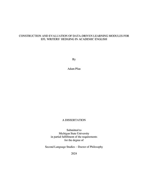 Construction And Evaluation Of Data-Driven Learning Modules For EFL Writers’ Hedging In Academic English