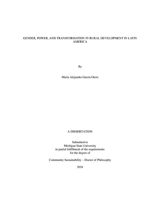 GENDER, POWER, AND TRANSFORMATION IN RURAL DEVELOPMENT IN LATIN AMERICA