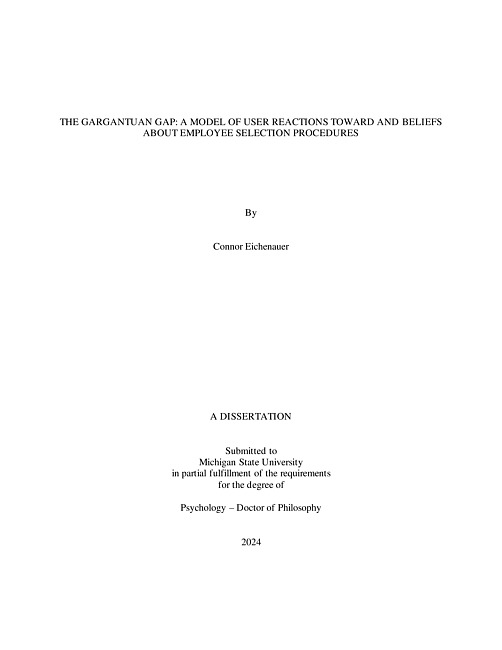 The Gargantuan Gap : A Model of User Reactions Toward and Beliefs About Employee Selection Procedures