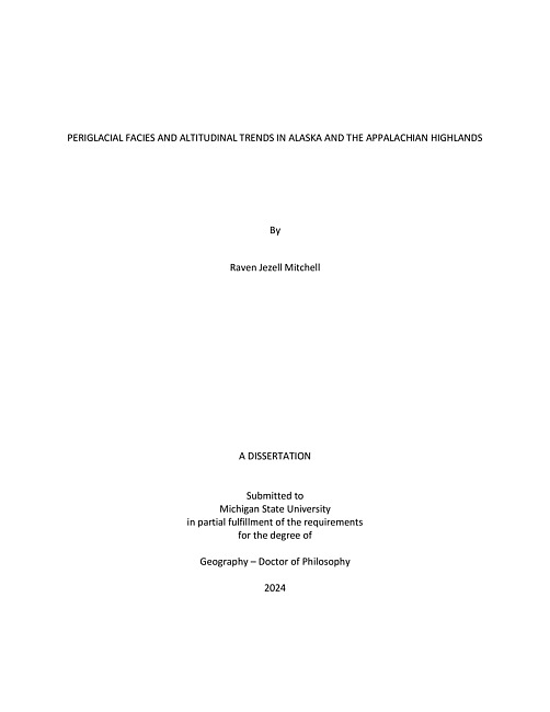 PERIGLACIAL FACIES AND ALTITUDINAL TRENDS IN ALASKA AND THE APPALACHIAN HIGHLANDS