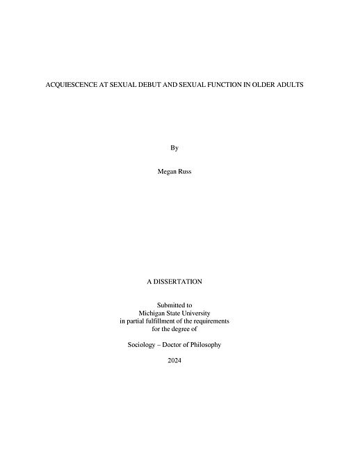 Acquiescence at Sexual Debut and Sexual Function in Older Adults