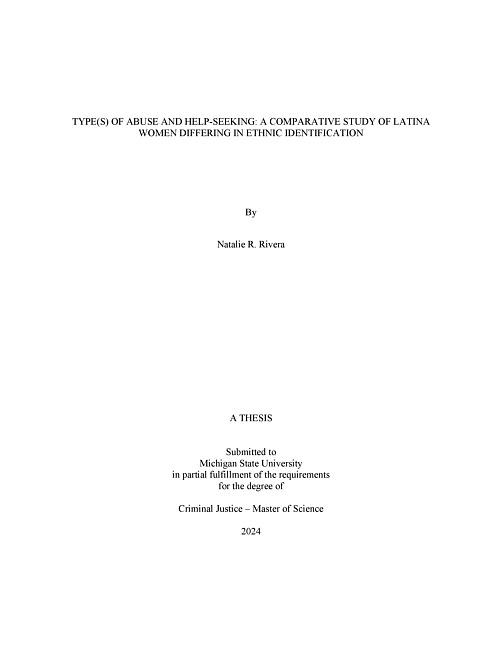 TYPE(S) OF ABUSE AND HELP-SEEKING : A COMPARATIVE STUDY OF LATINA WOMEN DIFFERING IN ETHNIC IDENTIFICATION