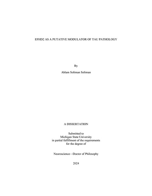 EFHD2 AS A PUTATIVE MODULATOR OF TAU PATHOLOGY
