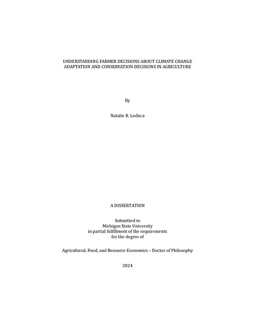 Understanding Farmer Decisions About Climate Change Adaptation and Conservation Decisions in Agriculture