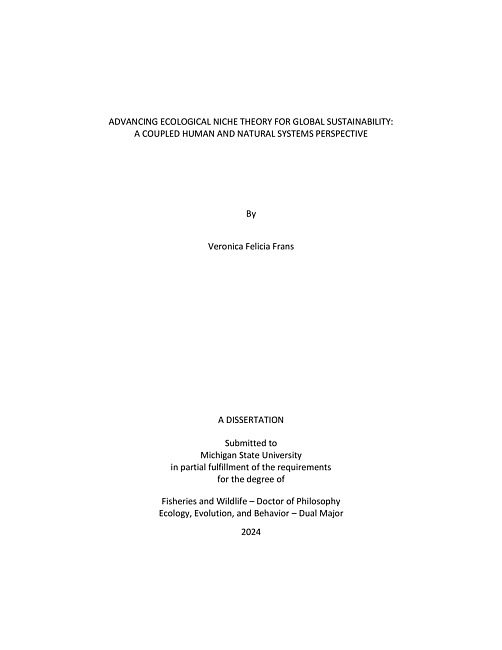 Advancing ecological niche theory for global sustainability : a coupled human and natural systems perspective