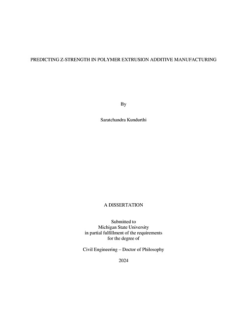 PREDICTING Z-STRENGTH IN POLYMER EXTRUSION ADDITIVE MANUFACTURING