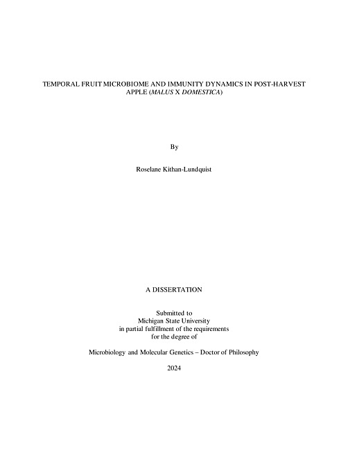 TEMPORAL FRUIT MICROBIOME AND IMMUNITY DYNAMICS IN POST-HARVEST APPLE (Malus x domestica)