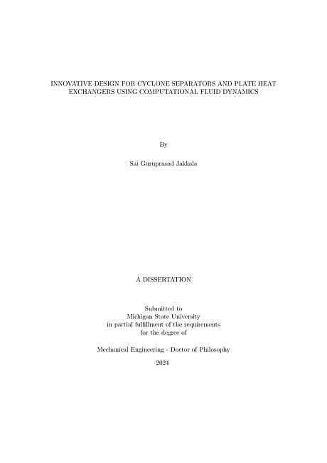 Innovative Design for Cyclone Separators and Plate Heat Exchangers using Computational Fluid Dynamics