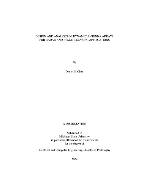 DESIGN AND ANALYSIS OF DYNAMIC ANTENNA ARRAYS FOR RADAR AND REMOTE SENSING APPLICATIONS