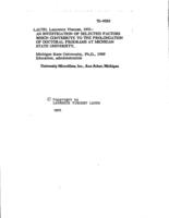 An investigation of selected factors which contribute to the prolongation of doctoral programs at Michigan State University