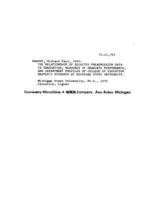 The relationship of selected preadmission data to graduation, measures of graduate performance, and department profiles of College of Education Master's students at Michigan State University