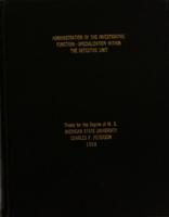 Administration of the investigative function : specialization within the detective unit