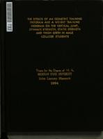 The effects of an isometric training program and a weight training program on the vertical jump, dynamic strength, static strength and thigh girth in male college students