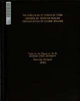 The intelligibility effects of three methods of teaching English pronunciation to Chinese speakers