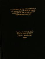 The influence of the philosophers of the Enlightenment upon the French Huguenots in the latter half of the eighteenth century