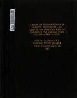 A study of the relationship of humidity, temperature, and light to the afternoon sleep of children in the Michigan state college nursery school