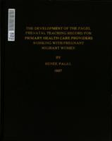 The development of the Pagel prenatal teaching record for primary health care providers working with pregnant migrant women
