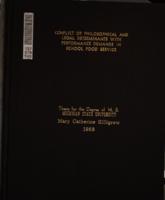 Conflict of philosophical and legal determinants with performance demands in school food service