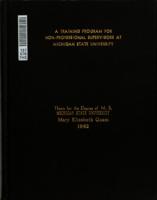 A training program for non-professional supervisors at Michigan State University