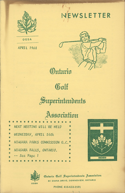 Ontario Golf Superintendents Association newsletter. (1968 April)
