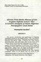 African print media misuse of the English definite article "The" : a content analysis of seven Nigerian newspapers' lead items