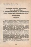 American readers' Interests in news about Africa : a preliminary report on a case study of the Washington Metropolitan Area