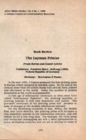 Book review : The layman printer Frank Barton and Gunter Lehrke. Germany, Friedrich Ebert-Stiftung, 1983