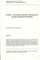 Culture, persuasion and the management of environmental attitudes