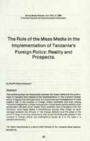 The role of the mass media in the implementation of Tanzania's foreign policy : reality and prospects