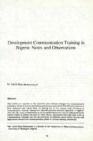 Development communication training in Nigeria : notes and observations