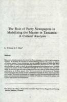 The role of party newspapers in mobilizing the masses in Tanzania : a critical analysis