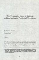 The vernacular press in Zambia : a pilot study of a provincial newspaper