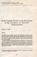 Some critical factors in the perception of the credibility of television endorsements