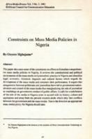 Constraints on mass media policies in Nigeria