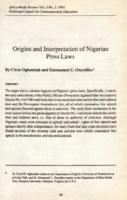 Origins and interpretation of Nigerian press laws